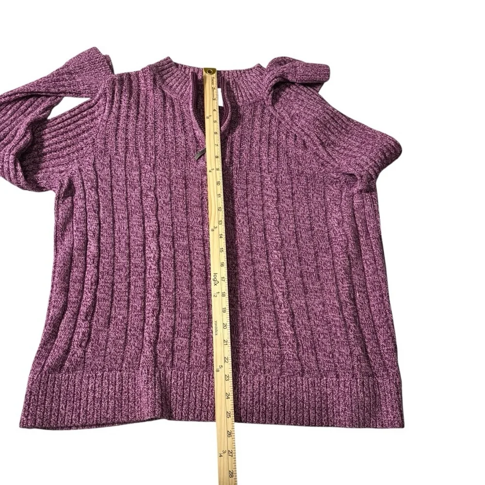 CJ Banks Cable Knit Sweater 1/4 Zip Pullover Long Sleeve 1X Old Money Preppy